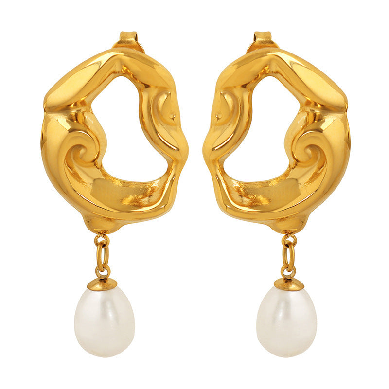 Boucles d’Oreilles Personnalisées – Perles d’Eau Douce & Design Géométrique