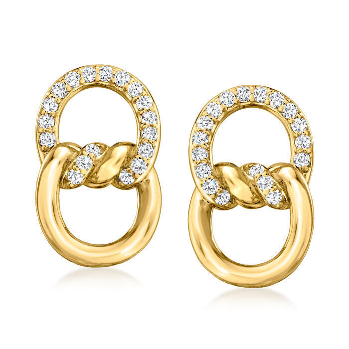 Boucles d’Oreilles Double Anneau D – Élégance en Or 18K & Zircons Scintillants