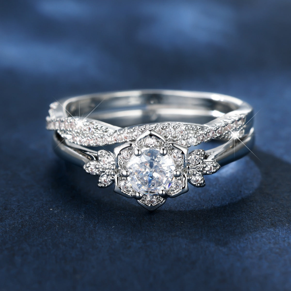 Bague de Couple Élégance Éternelle – Opale & Zircon, Raffinement Intemporel