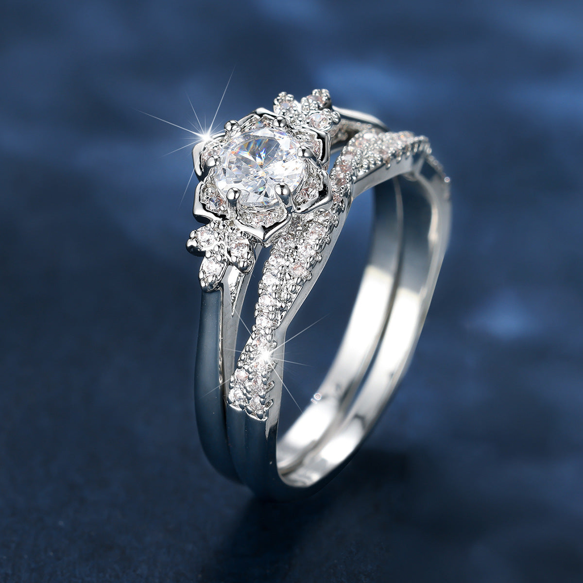 Bague de Couple Élégance Éternelle – Opale & Zircon, Raffinement Intemporel