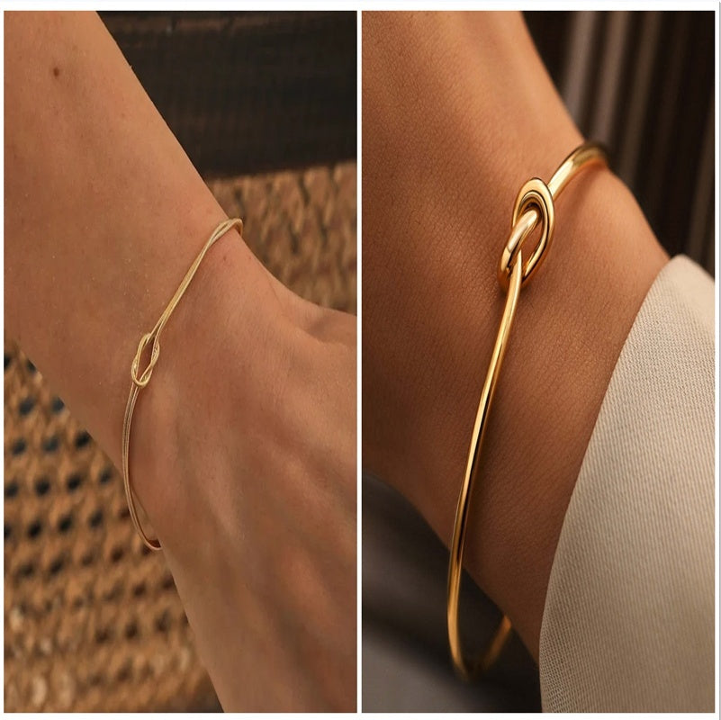 Collier & chaîne ; Bracelet Élégance Intemporelle – Acier Inoxydable avec chaîne ; Finition Or 18K