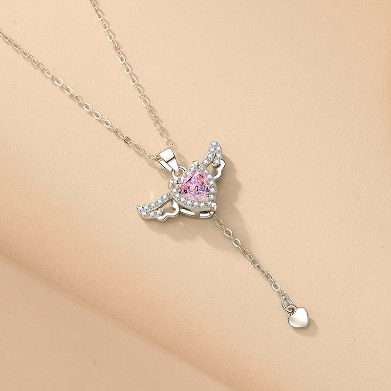 Collier Cœur d'Ange – Pendentif Mobile & Cristal Scintillant