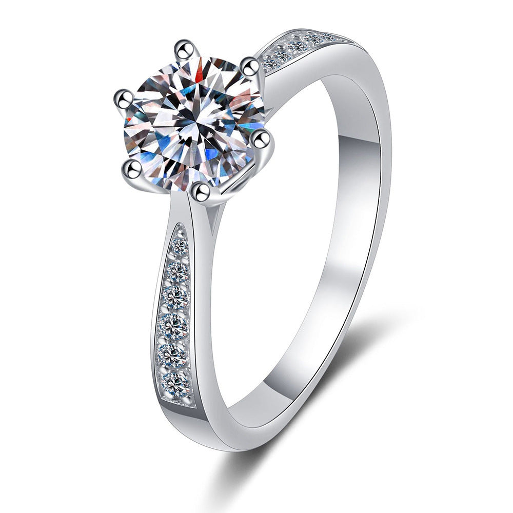 Bague Royale en Argent Sterling S925 – Moissanite D Color, Éclat Absolu