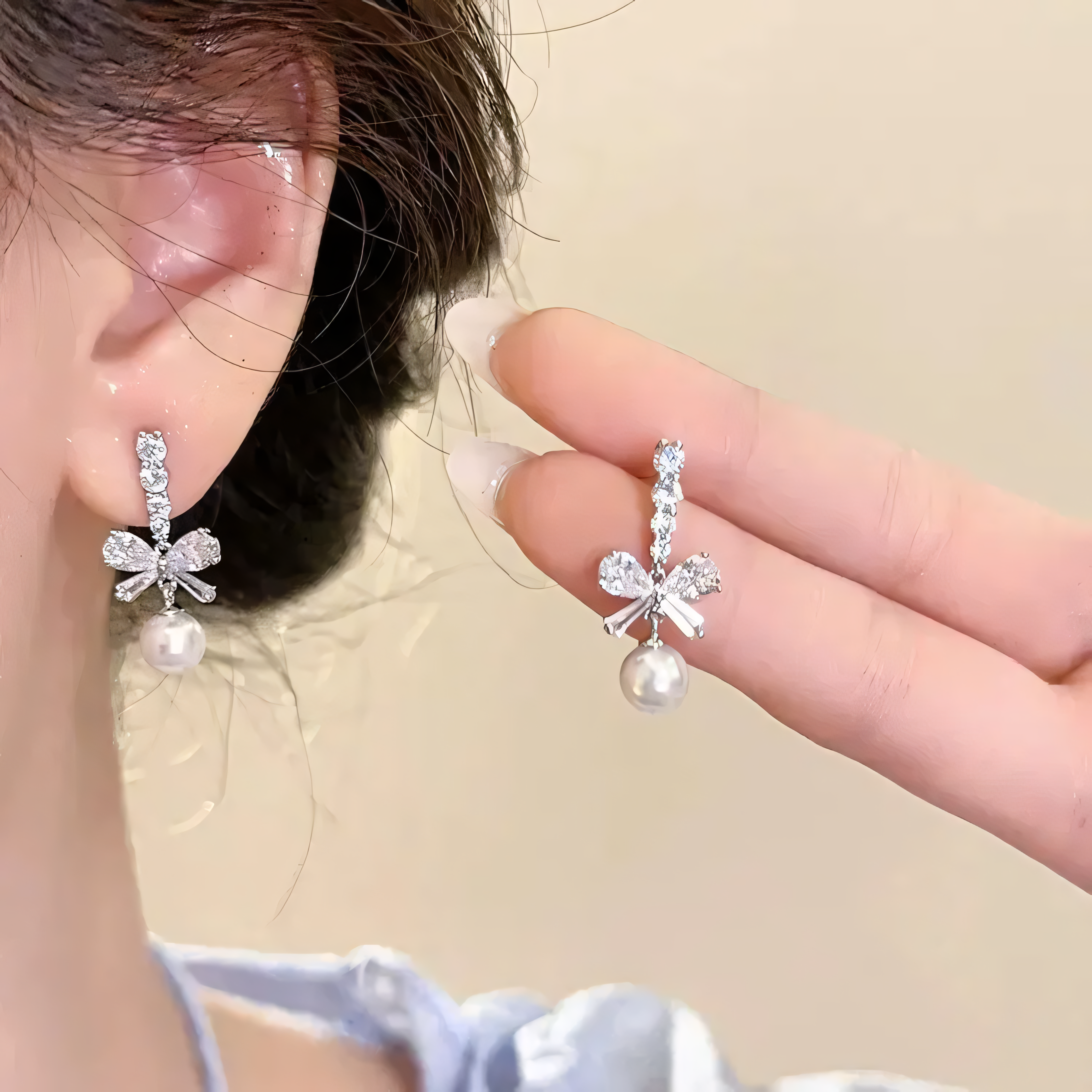 Boucles d’Oreilles Sweet Bow – Élégance & Douceur Perlée